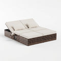 Bain de soleil, Lit de Jardin Résistant Jusqu'à 400kg, pliable, 5 Niveaux, UDPATIO, 8 cm, 23 × 24cm, 8kg, réglable, pour Piscine ou Terrasse, Beige