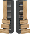 Armoire, 50 cm, Dressing Chambre Adulte ou Chambre Enfant, BDW, 180, 5 cm, 40 cm, Meuble de Rangement de 50 cm L 180, 5 cm H et 40 cm P, 3 Tiroirs
