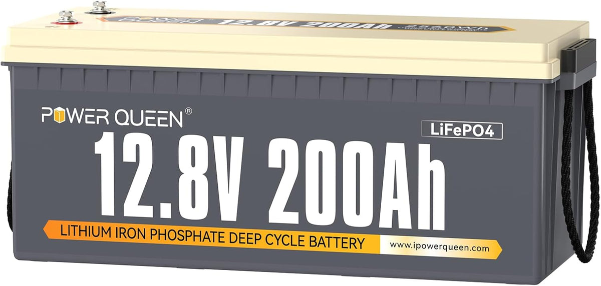 power queen Batterie de voiture, Batterie Lithium 12V 200Ah Camping Car, 12, 8V, 78, 4Wh, 2560Wh, 19, 9kg, 4000~15000 Cycles, portable