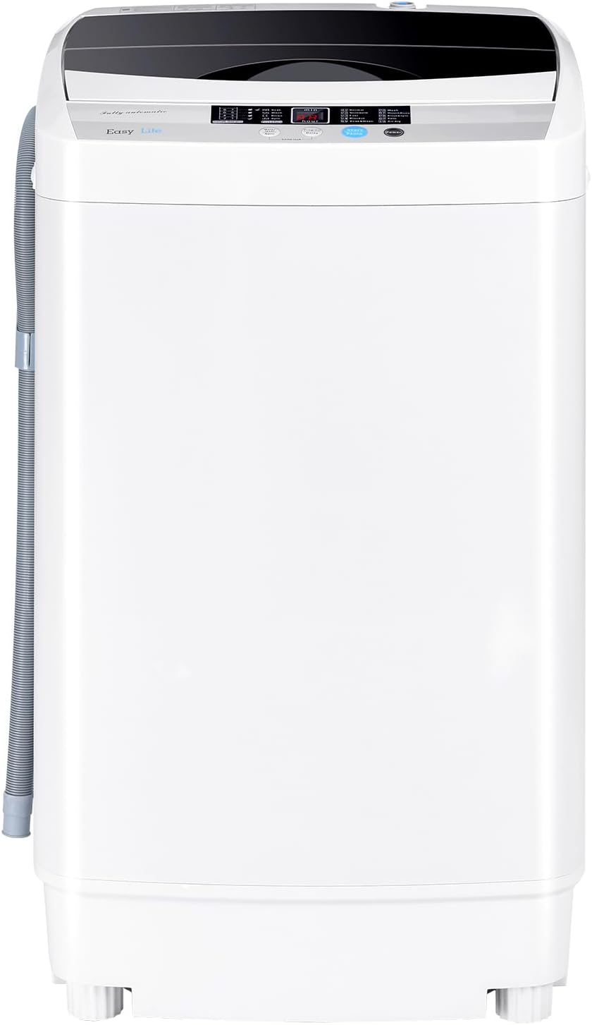 Lave-linge KOMFOTTEU, acier inoxydable, 4, 5 KG avec Pompe, 50 × 50 × 85 cm, 8 niveaux, 310W, 10 Programmes, éclairage LED, réglable