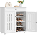 Armoire, Meuble à Chaussures avec Tiroir et Etagères Réglables à 4 Niveaux, Yaheetech