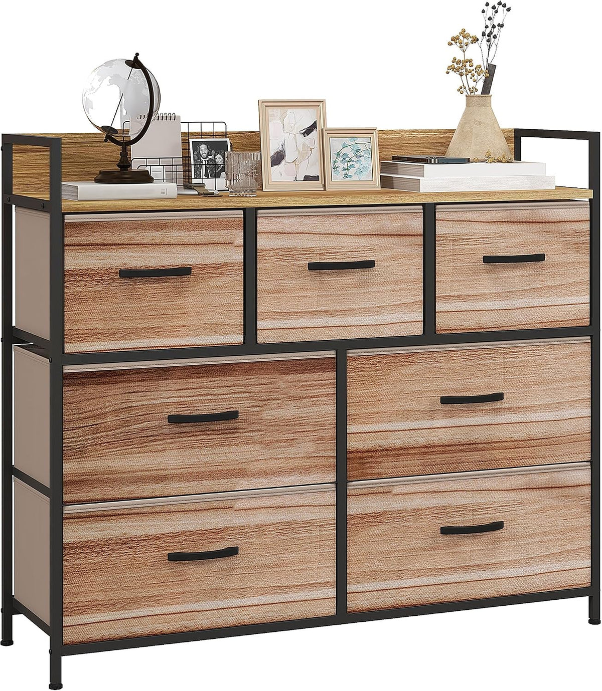 Commode, 98 × 29 × 85 cm, pliable, HOMCOM, 7 Tiroirs, 98l, 35kg, 15kg, réglable