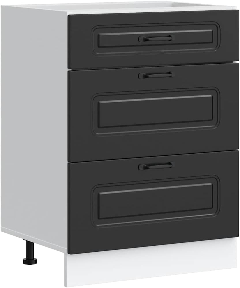 Buffet, Meuble Bas de Cuisine « Kalmar » Bois d'ingénierie Noir, 60 × 46 × 81, 5 cm, réglable, vidaXL, 51, 5 × 38, 5 × 16 cm, 27 cm