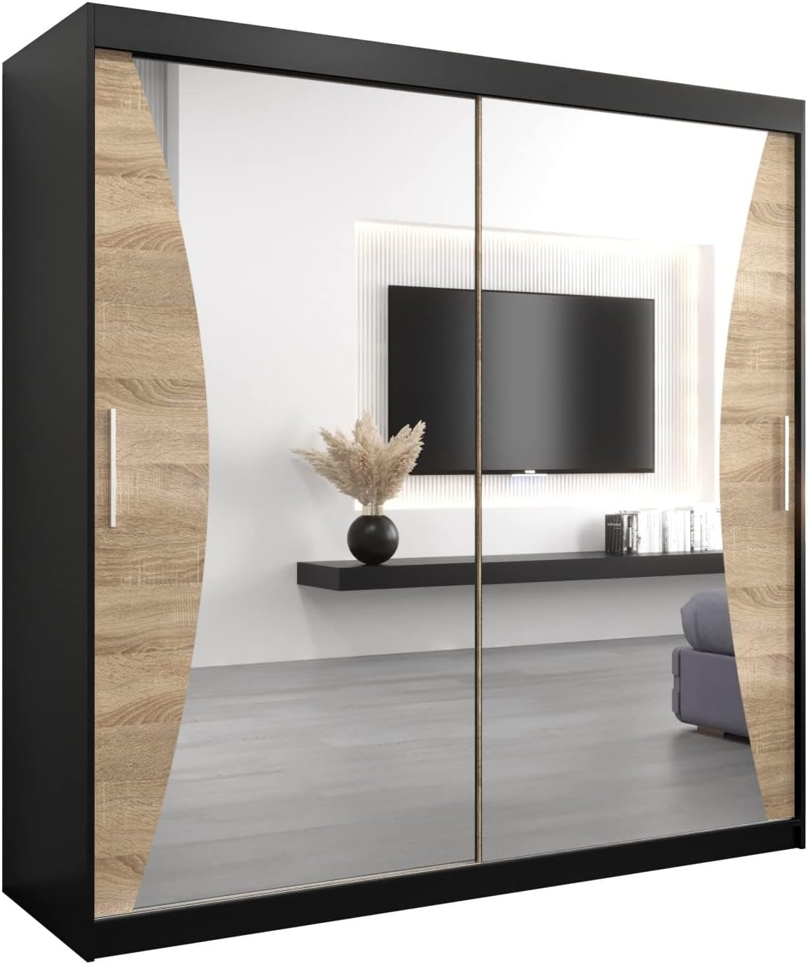 Armoire ABIKSMEBLE, 16 mm, 0, 5 mm, 200 cm, 62 cm, Penderie Vêtement, 2 Portes, 5 étagères, Placard 2 Portes, Dressing Adulte, Closet