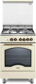 Cuisinière, verre, 60 cm, De'Longhi, 60 × 60 cm, 600 mm, 898 mm, 2200 W, 8500 W, 74 l, 4 brûleurs, 4 foyers, 1 double couronne, fonction vapeur