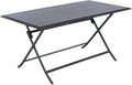 Table à manger, Aluminium Traité Epoxy Antirouille, 71 cm, Table de Jardin Pliante Rectangulaire Azua Gris Graphite, HESPERIDE, 6 Places