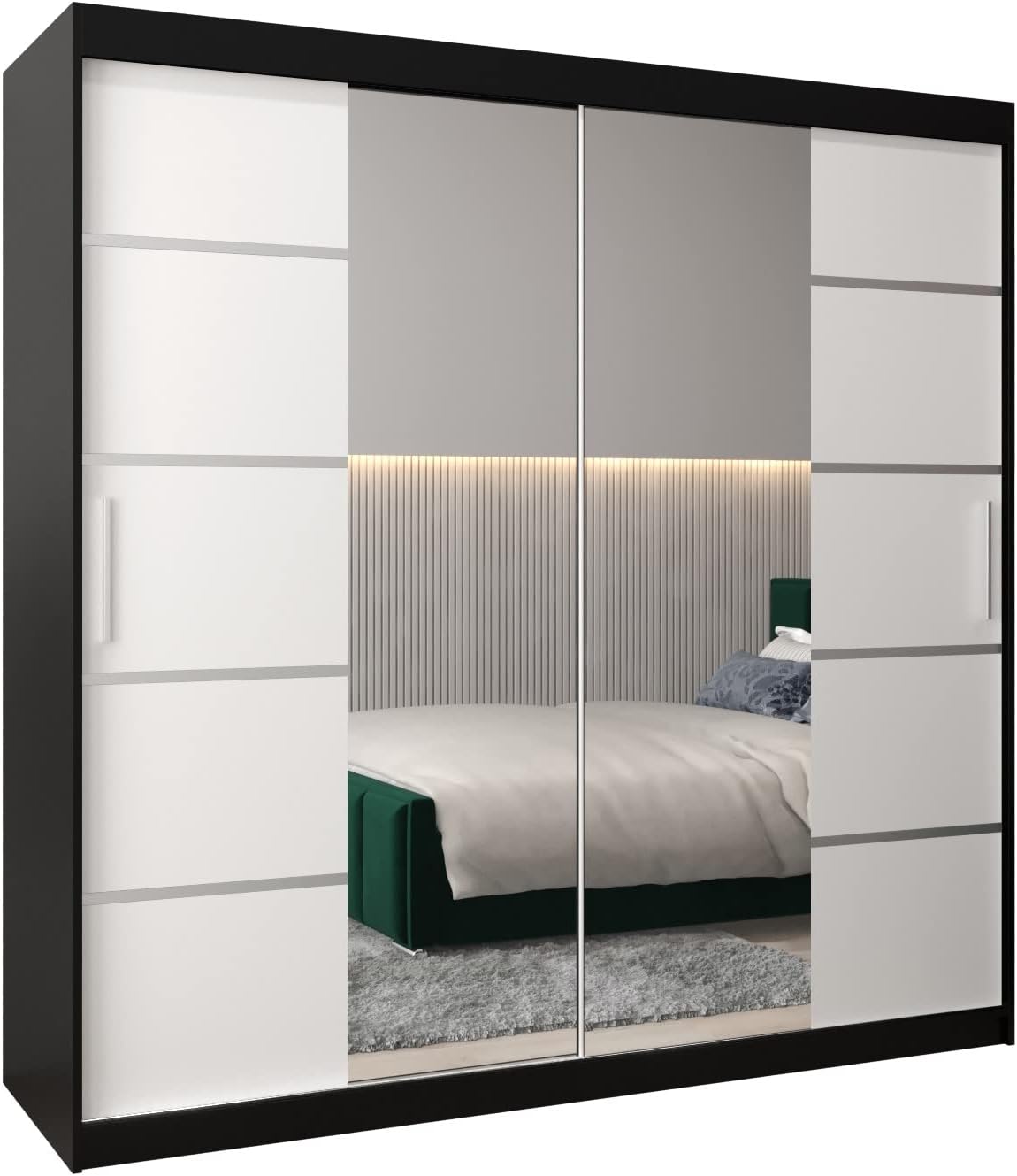 Armoire, 16 mm, Dressing pour Chambre Adulte, ABIKSMEBLE, 0, 5 mm, Penderie Vêtement, L/H/P, 2 Portes, 5 étagères, Placard 2 Portes, 200/200/62
