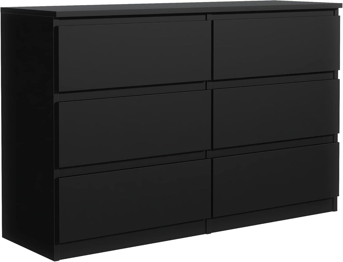Commode, 120 cm, meble masztalerz, 120 × 39 × 78, 5 CM, 6 Tiroirs Noir