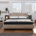 Lit, Cadre de Bois, 205, 5 × 235 × 76, 5 cm, Double avec à Lattes 2 Personnes, Sapgaks, 160 × 200 cm, 25 cm, éclairage LED, sans Matelas