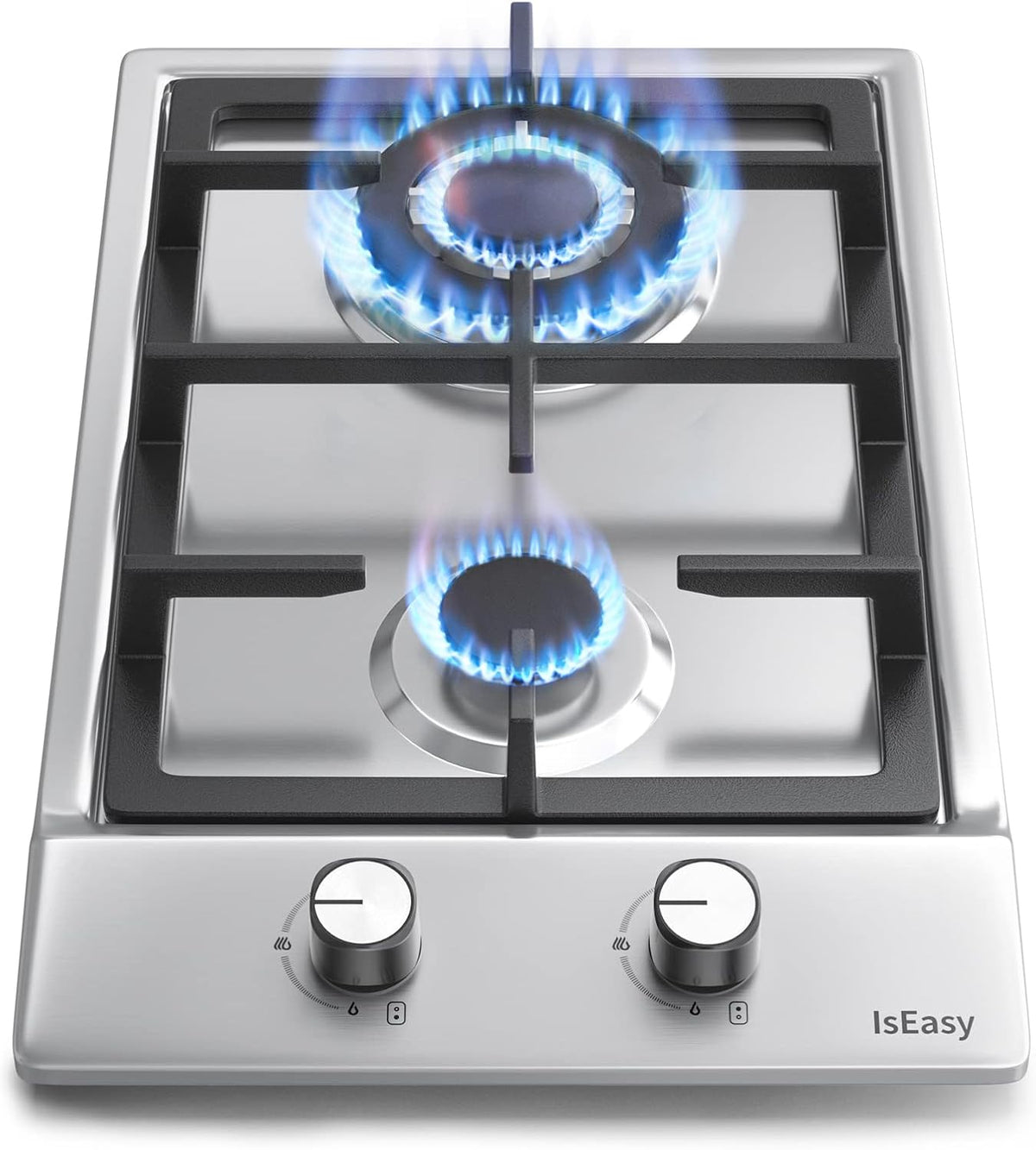 Plaque de cuisson IsEasy, Plaque Gaz 2 Feux Inox, 3 300 W, 1 000 W, 31 cm, 51 cm, 5, 5 cm, 26, 5 cm, 47, 5 cm, 30cm, 4300W, Table de Cuisson 30cm
