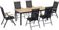 Ensemble salle à manger, Bois Naturel, Salon de Jardin Extérieur 6 Personnes, pliable, 190 cm, Outsunny, Table 190 cm, 190L, 55, 5l, 87L, réglable
