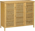 Armoire, 4 niveaux, Bois Naturel, réglable, HOMCOM, 3 niveaux, 100L x 35l x 80H cm, 3 portes, Meuble à Chaussures en Bambou