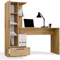 Bureau, 140 cm, CDF, 115 × 50 cm, 75 cm, 16 mm, Chêne Artisan 3 Compartiments, portable