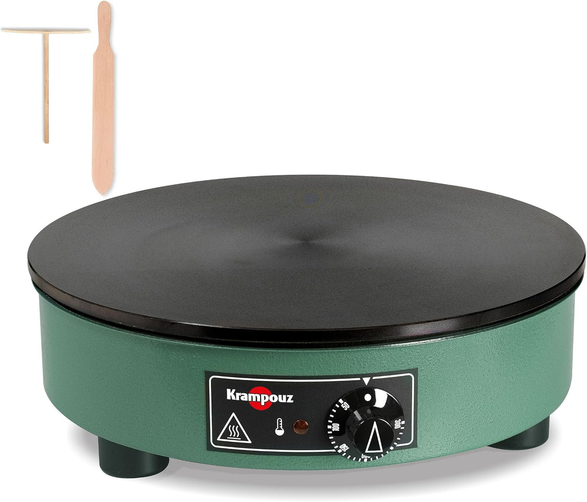 Krampouz Crêpière, 40 cm, réglable, Plaque en Fonte Usinée Diamètre 40 cm, CEBPA4AO-KR, 300 °C, 220-240 Volts et 3000 Watts