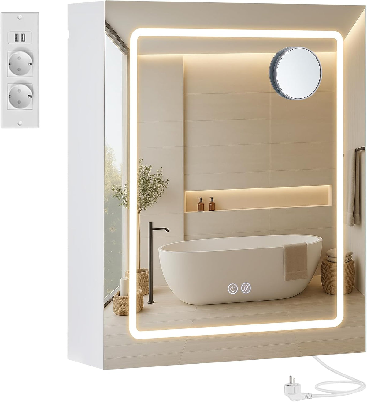 Armoire, éclairage LED, VASAGLE, réglable, Multiprise