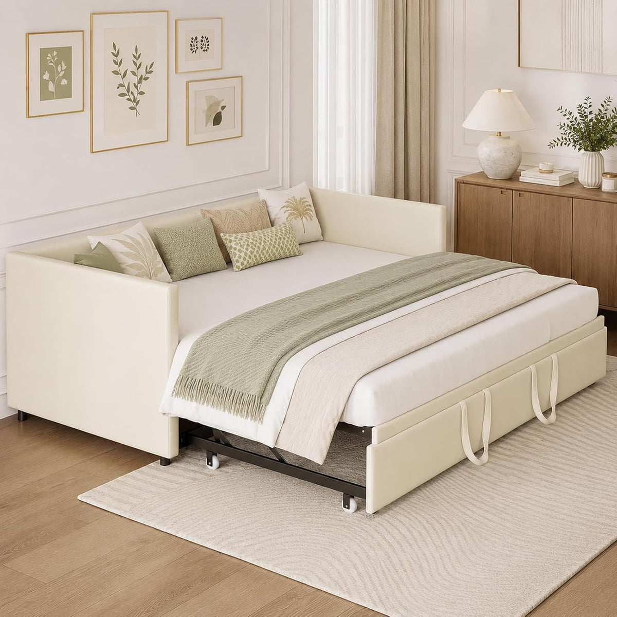 Canapé, sans Matelas, 180 × 200 cm, LKPOMI, 90 × 200 cm, 14 cm, 13 cm, Extensible, Velours, Beige