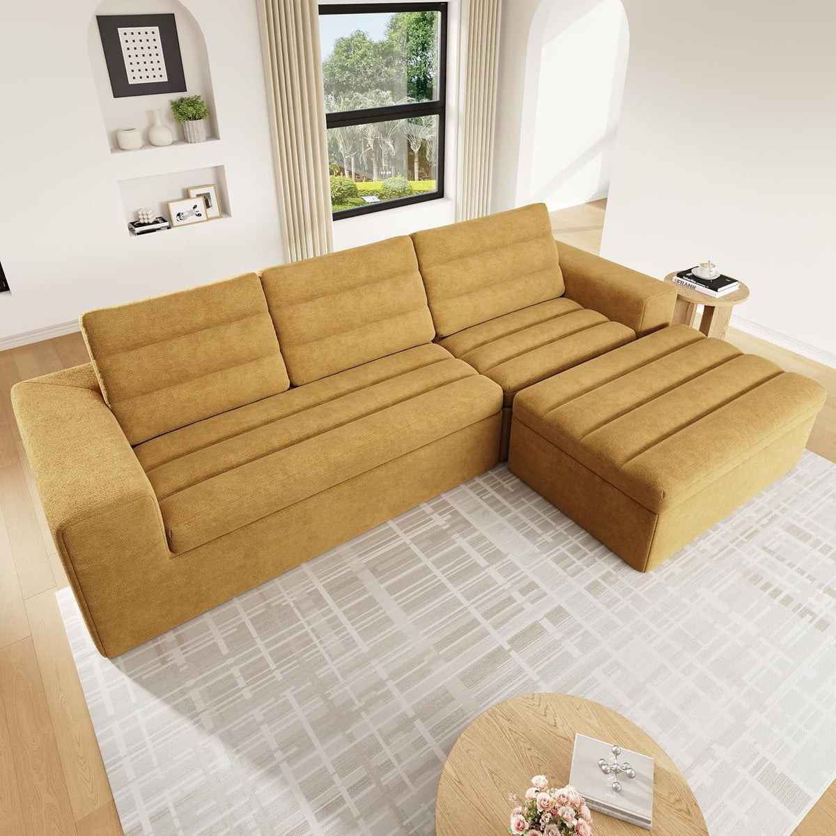 Canapé, 253 × 161 × 89 cm, Nolirx, 203 cm, 52 cm, combinable à volonté, Appartements, Jaune