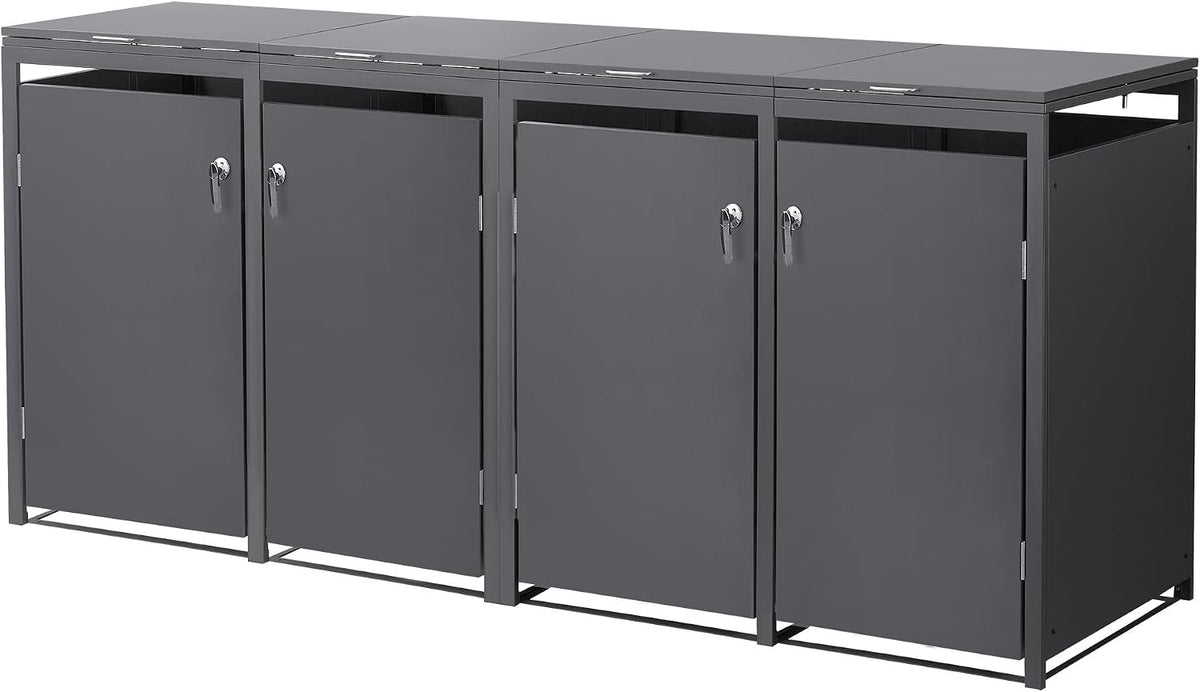 ML DESIGN modern living Abri pour poubelles, Cache-Poubelle avec Couvercle Rabattable, acier inoxydable, 264 × 80 × 120 cm, 60-240 litres