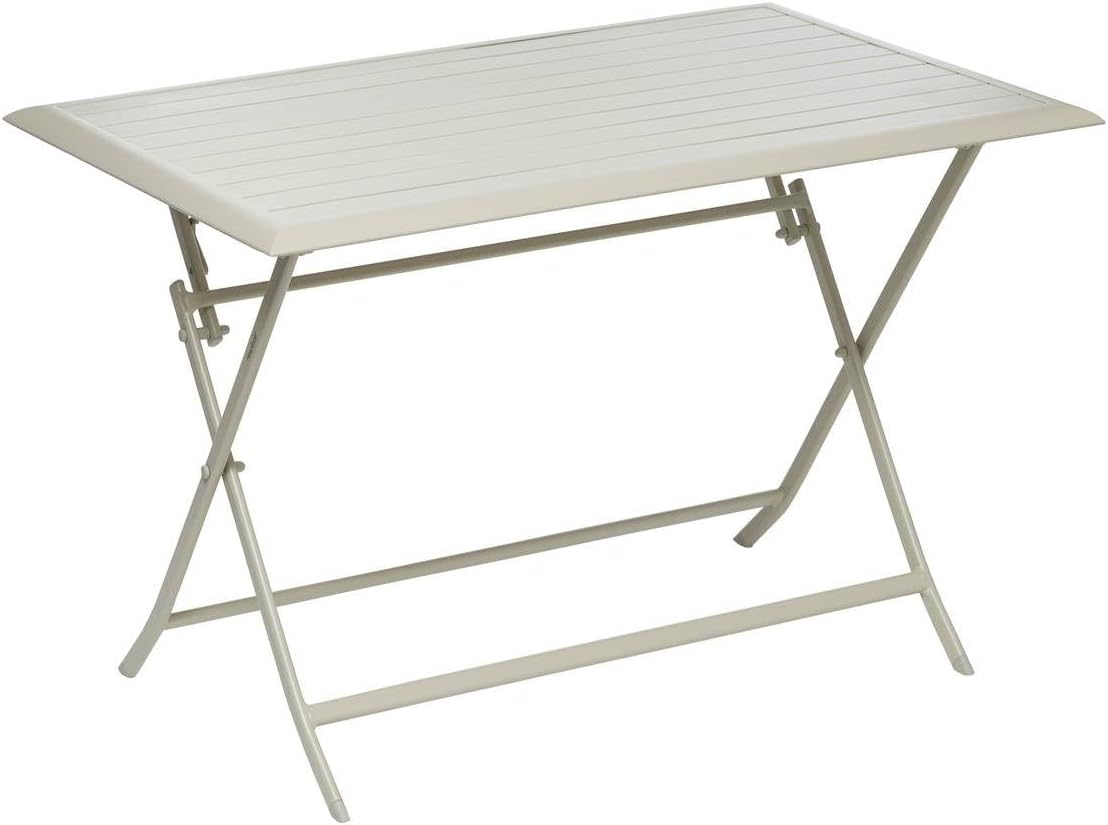 Table à manger, Aluminium Traité Epoxy Antirouille, 4 Places, Table de Jardin Pliante Rectangulaire Azua Argile, HESPERIDE