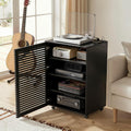 Elancee Étagère audiovisuelles, Meuble HiFi 5 Niveaux avec Multiprises, Meuble Vinyle en Bois, 60 × 50 × 90 cm, 3 étagères, réglable