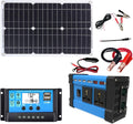 PAAWBW Panneaux solaire monocristallins, 12 V, Kit Solaire Complet: onduleur 6000W + Panneau 18W 18V avec contrôleur Double Tension