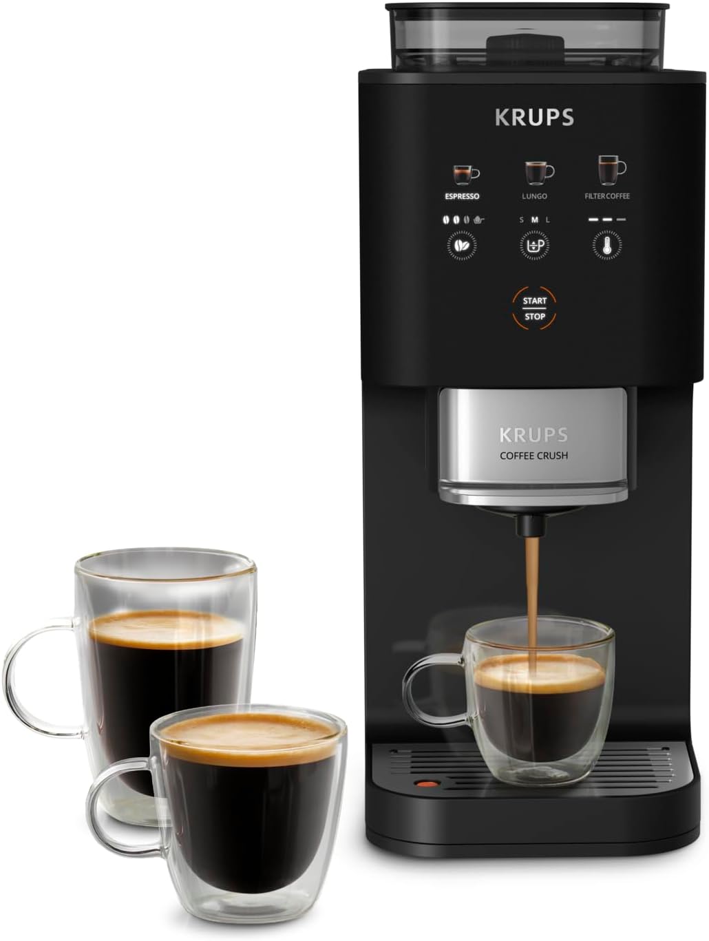 KRUPS Machine à café, 15 cm, réglable, acier inoxydable, 15 bars