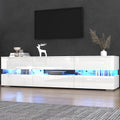 Meuble TV, verre, 70 Pouces, éclairage LED, pour Téléviseurs de Moins 70 Pouces, Yihomfy, 160 cm, 39 cm, 45 cm, Blanc-04W, 160 × 39 × 45cm