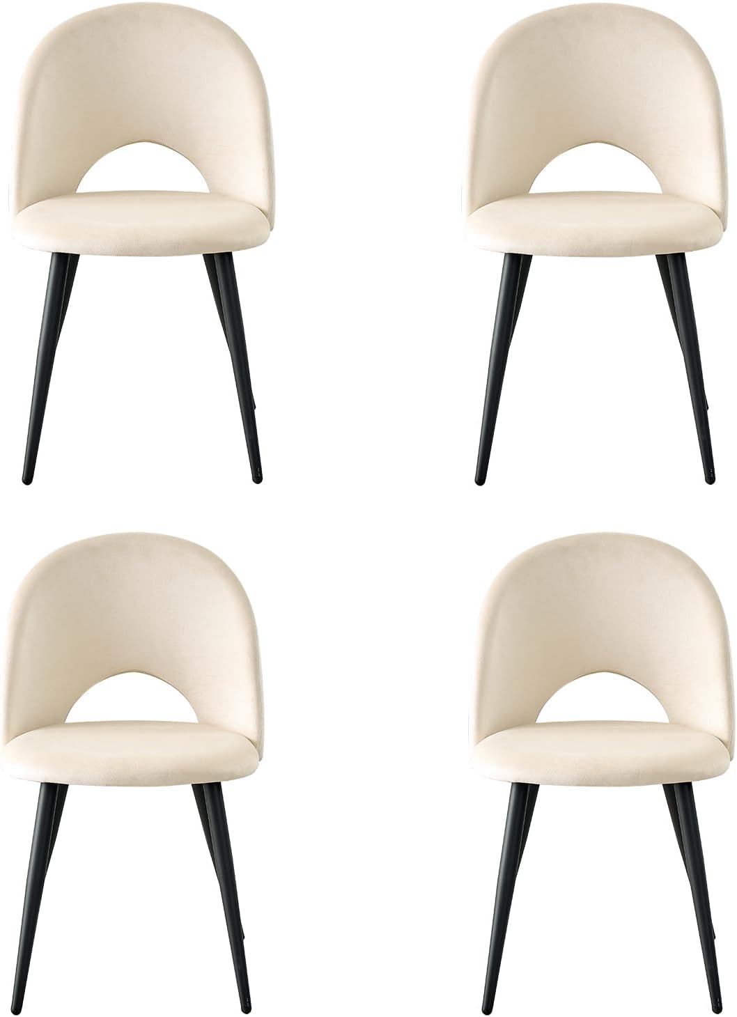 en Velours Hollandais Doux pour la Peau et Pieds en Métal, réglable, Idéales pour Les Salles à Manger, Beige, Chaise, GrandCA HOME