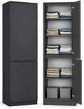 Armoire, 180, 5 × 50 × 40 cm, penderie avec 2 portes et 5 compartiments, pour bureau et maison, KUBUTKU, 16 mm, 50 cm, 180, 5 cm, gris graphite