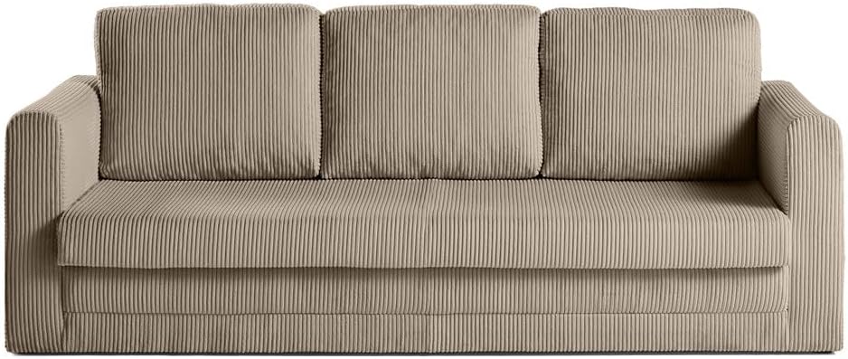 Canapé, 202 × 180 cm, Bestmobilier, Marilia, convertible déplimousse, en velours côtelé