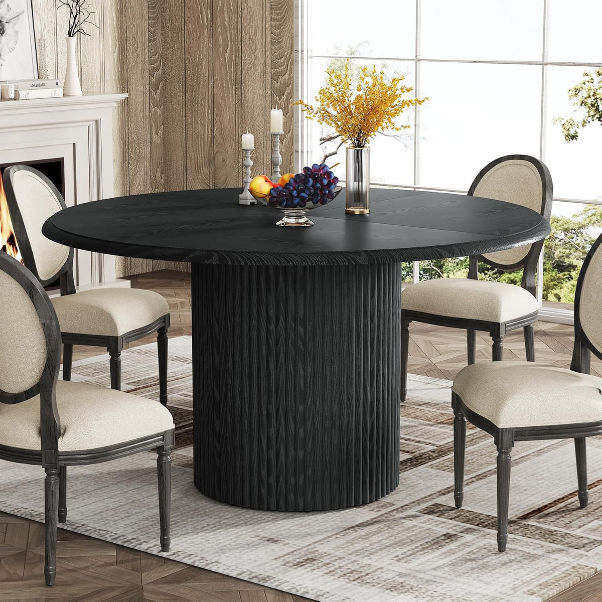 Table, Cuisine, 120 cm, Tribesigns, 120 × 120 cm, Noir, Salon