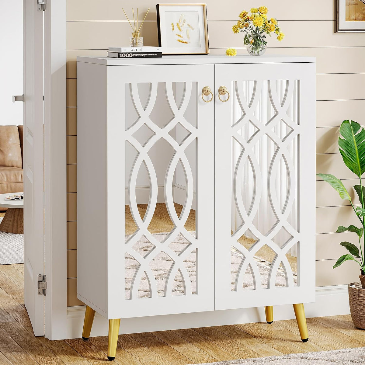 Armoire, 5 Niveaux Organisateur de Chaussures Moderne avec Portes, Grande étagère à Chaussures en Bois, Tribesigns, 75 × 35 × 100cm