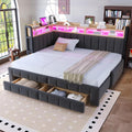 Canapé luckdect 180x200cm, Tissu Velours, 90 × 200 cm, éclairage LED, 180 × 200 cm, 180 × 200cm, 2 tiroirs, sans Matelas, sommier à Lattes