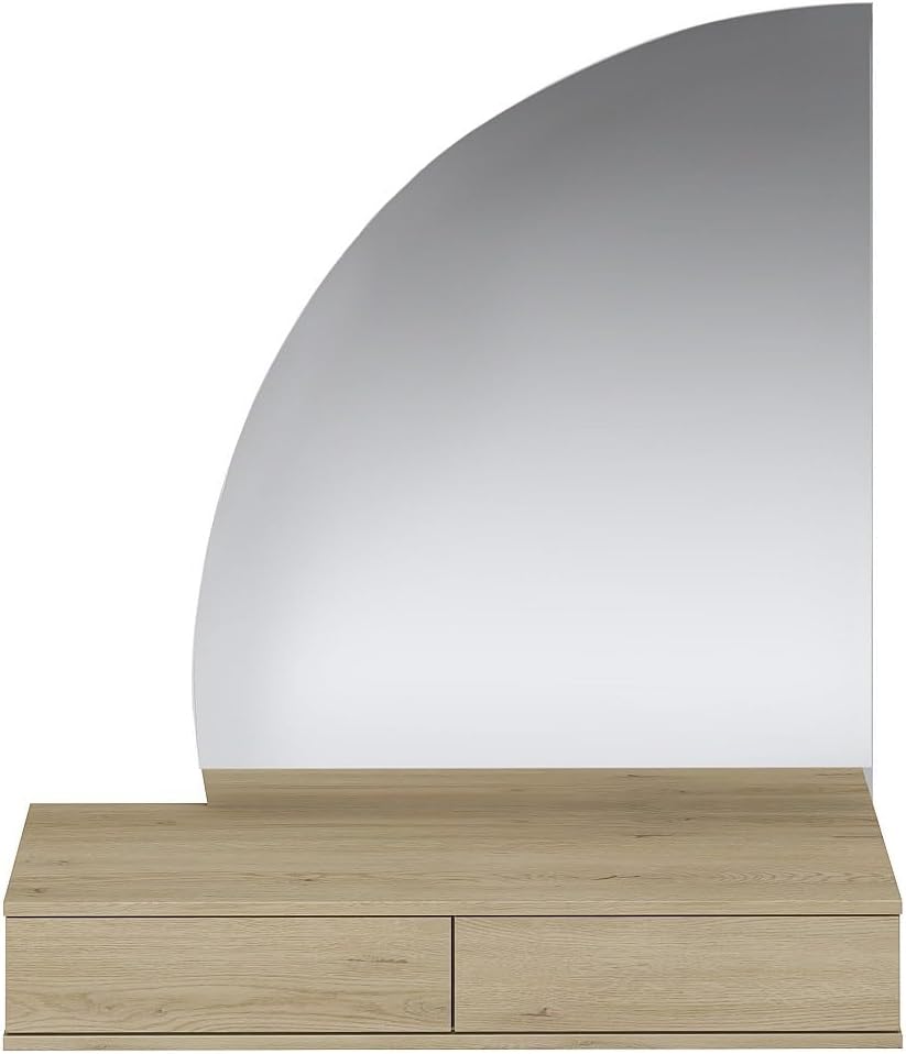 Coiffeuse, 5 cm, Vente-unique, 100.2 cm, 111.5 cm, 42.2 cm, 6 cm, 2 tiroirs, Coloris: Naturel Clair, JINEZA