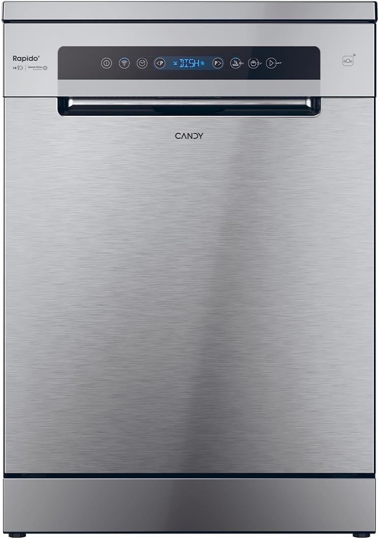 Lave-vaisselle CANDY 4C6F0X, acier inoxydable, Wi-Fi, 60 × 82 cm, 60 cm, 14 Couverts, 8 PROGRAMMES, Wash & Dry 35 min, Modèle CF 4C6F0X, Bluetooth