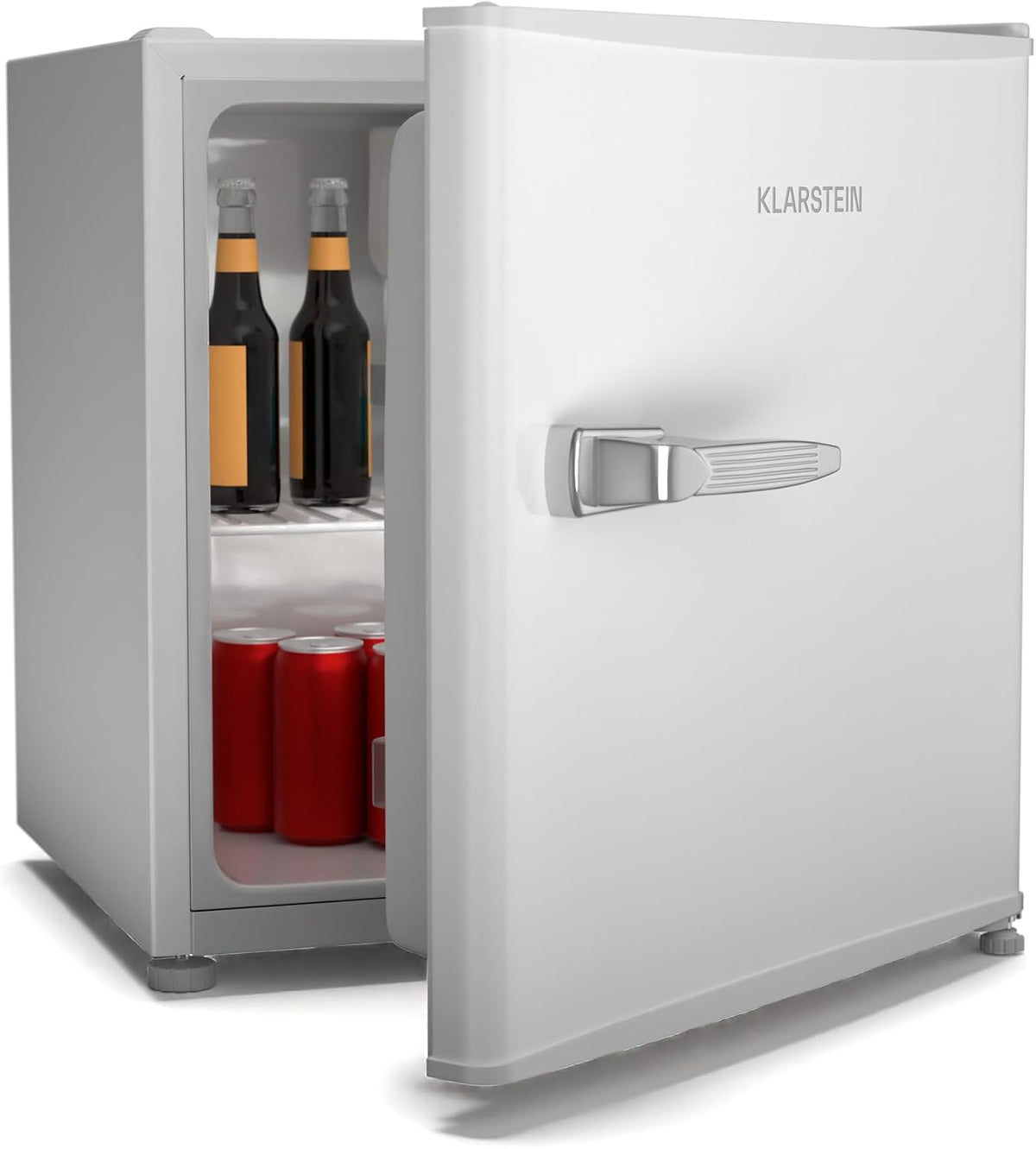 Mini réfrigérateur KLARSTEIN, réglable, 46 L, Petit réfrigérateur rétro pour chambre, 37 dB, Irene Mini Frigo 46 L, Silencieux 37 dB, 10°C, Blanc