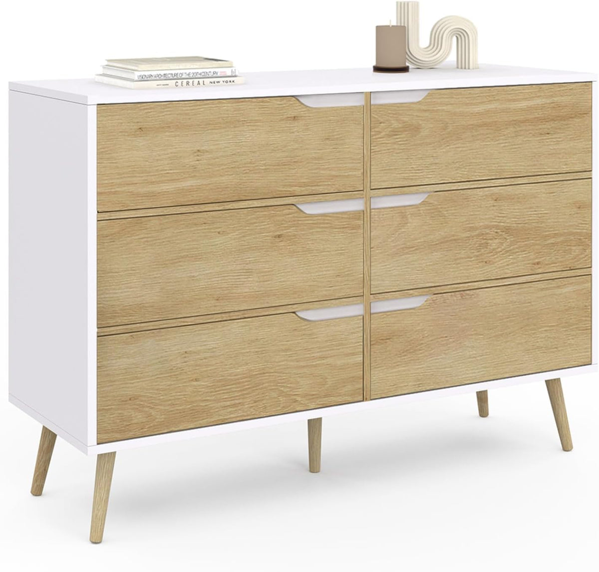 Commode, 115 cm, IDMarket, 50 × 33 × 15 cm, 115 × 40 cm, 80 cm, 17 cm, 15.5 cm, 6 tiroirs, 15.5cm