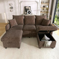 Canapé DHHU, pour Salon, 188cm, télécommande, 2 Tiroirs, Coussins Confort, APT et Bureau, Brun Antique-F