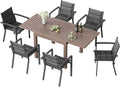 TRIUMPHKEY Ensemble salle à manger, Salon de Jardin Extérieur 6 Personnes en Aluminium, 160 cm, 80 × 80 × 75 cm, 160 × 80 × 75 cm, 80-160 cm