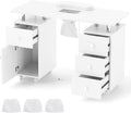 Table de manucure, acier inoxydable, Bureau Onglerie avec 8 Roues, DREAMADE, 4 tiroirs, 3 Sacs à Poussière, réglable, Blanc, portable, Spa