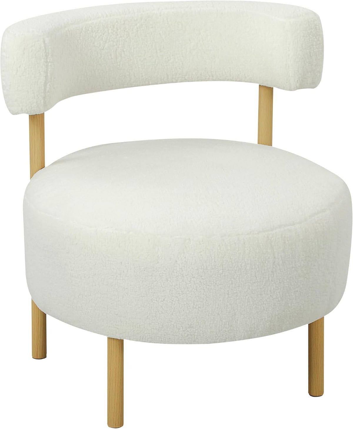 Fauteuil de Salon en Tissu Bouclette Dossier Incurvé, 63 × 56 cm, HOMCOM, 67 × 67 × 71 cm, 25 cm