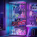 Armoire, pour Le Bar, 164 × 80.5 × 36.5 cm, éclairage LED, Vitrine en Verre avec LED, BPKADHY, 5 mm, 164 × 80.5 × 36.5cm, 2 Portes, Blanc