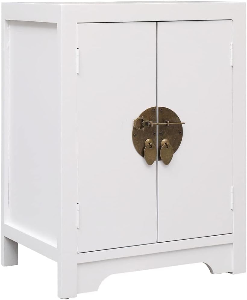 Table de chevet, 38 × 28 × 52 cm, Petite Armoire de Rangement Style Asiatique avec 2 Portes, Meuble d'Appoint Élégant pour Chambre et Salon, HETFTJN