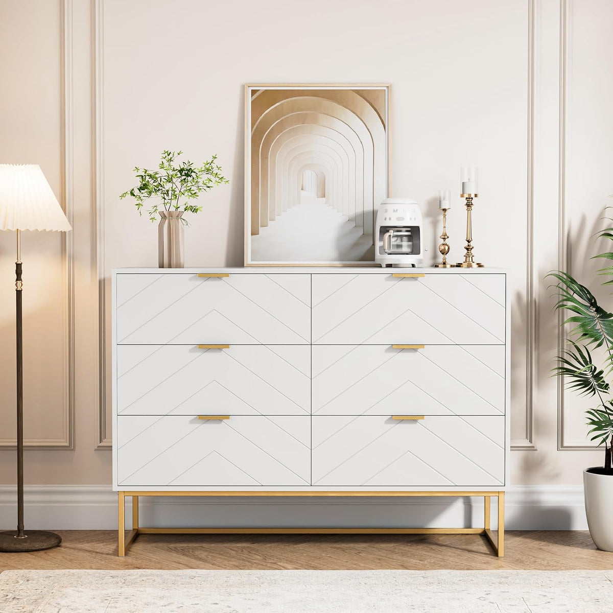 Commode, 53 × 29 × 10 cm, UEV, 100 × 34 × 73, 5cm, 100cm, 6 Tiroirs, Blanc, Meuble de Rangement