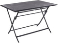 Table à manger, 71 cm, Aluminium Traité Epoxy Antirouille, Table de Jardin Pliante Rectangulaire Azua Gris Graphite, HESPERIDE, 4 Places