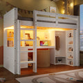 Lit, 204.5 × 100 × 148 cm, éclairage LED, PUGSDRLY, 90-Blanc-I, 90 × 200cm, 140 × 200cm, 120kg, 96kg, Lampes LED, Armoire