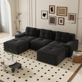 Canapé, 293 cm, Yihomfy, 74 cm, Noir, velours côtelé