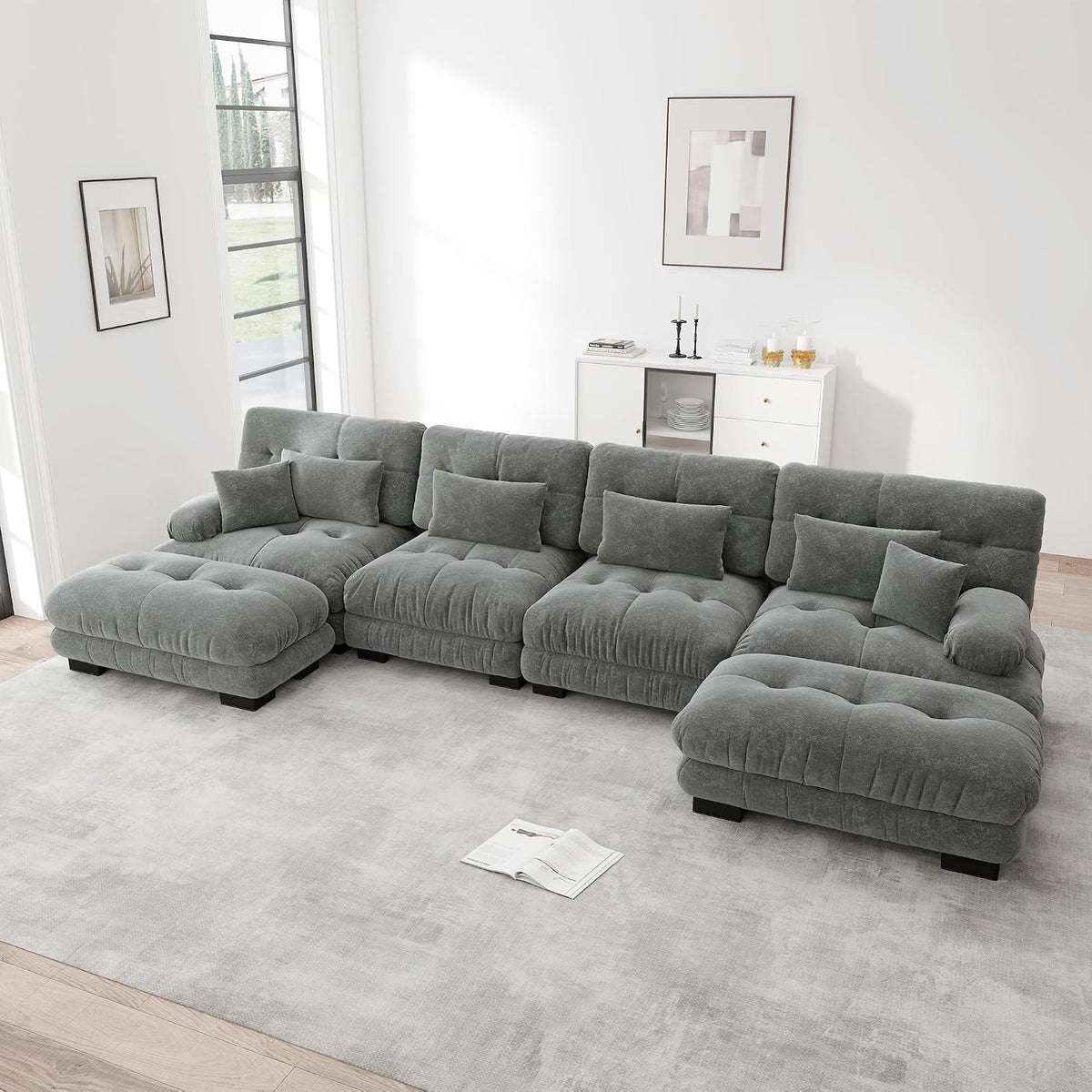 Canapé Yihomfy, 406 cm, 406 × 145 × 81 cm, 54 cm, Gris