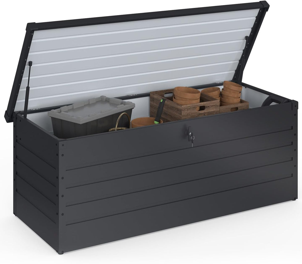 IDMarket Coffre de jardin, 165 × 70 × 63 cm, 2 v, 600 L, 165 cm, 70 cm, 600L