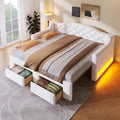 Canapé, 180 × 200 cm, éclairage LED, Nolirx, 90 × 200cm, 2 tiroirs, 2tiroirs, sans Matelas, Blanc, sommier à Lattes, Extensible